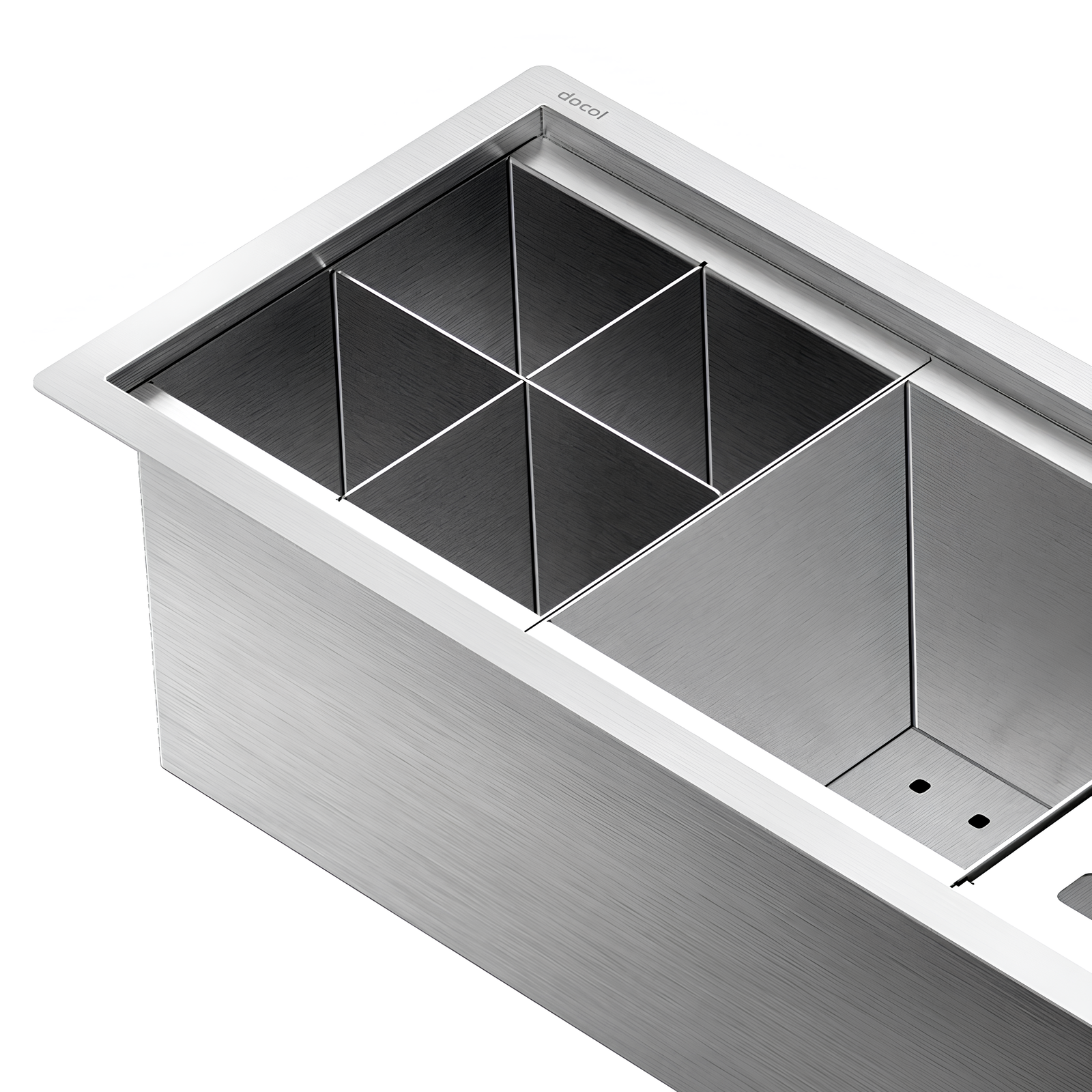 Canal Organizador 60X15X15cm Aço Inox C/ 3 Módulos Fit Docol