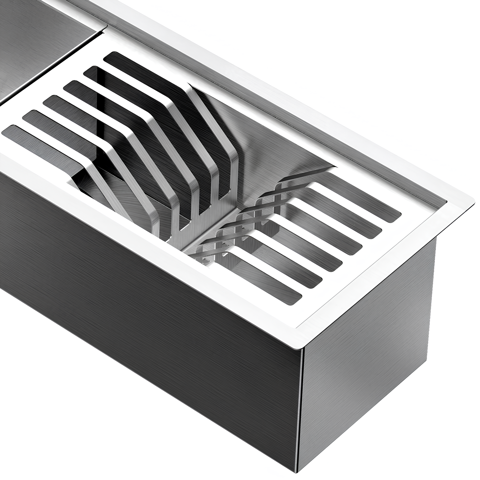 Canal Organizador 60X15X15cm Aço Inox C/ 3 Módulos Fit Docol