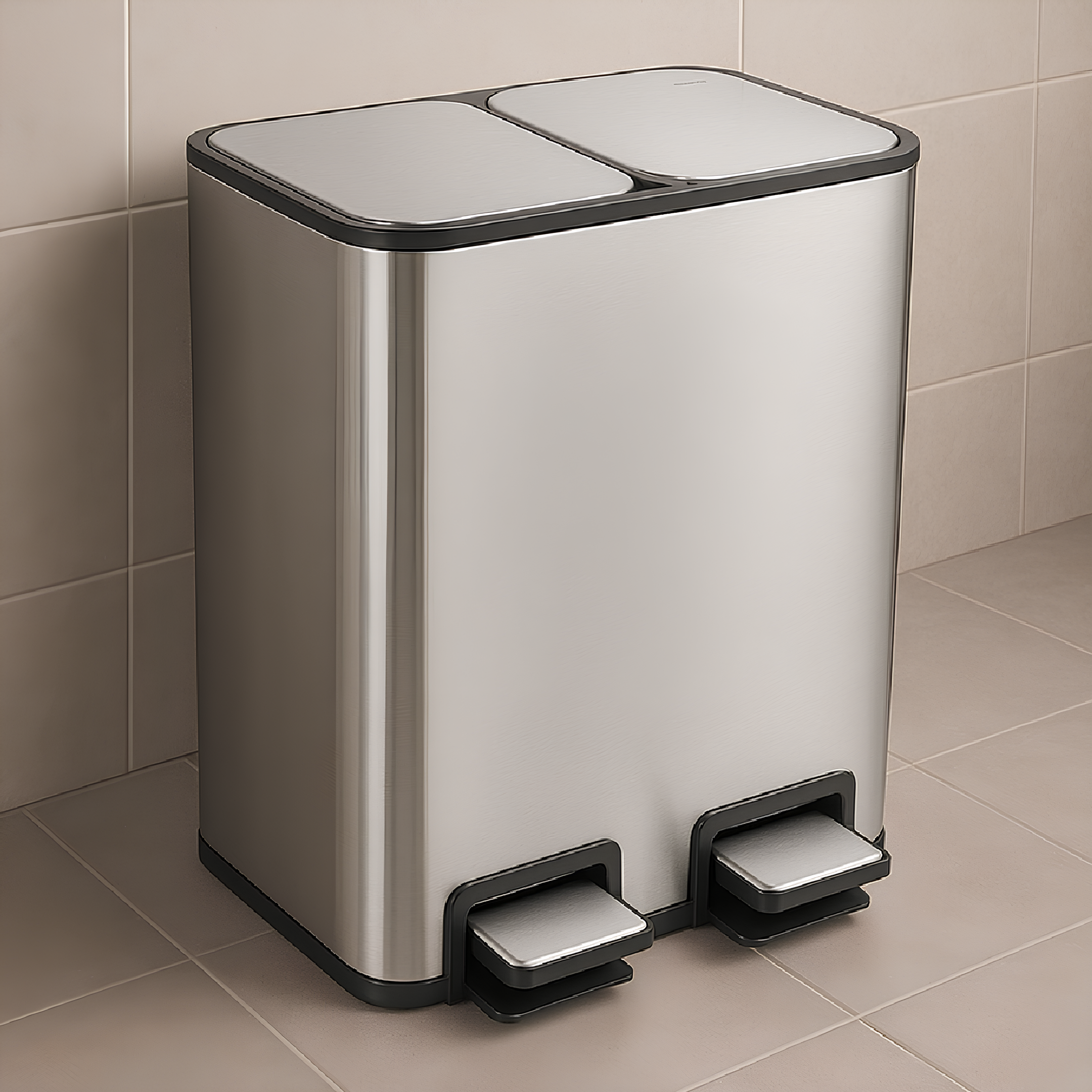Lixeira C/ Pedal 10+10L Inox Escovado Flat 90987294016 Docol