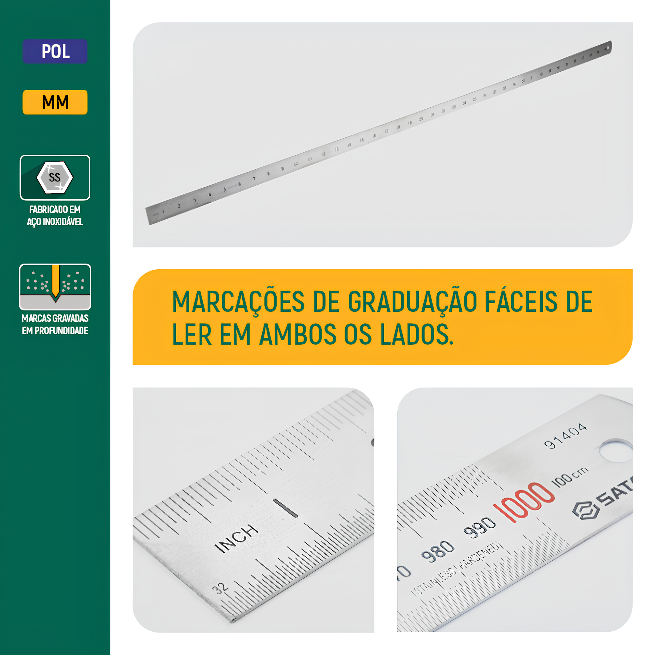 Régua De Aço 300Mm / 12" St91402 Sata