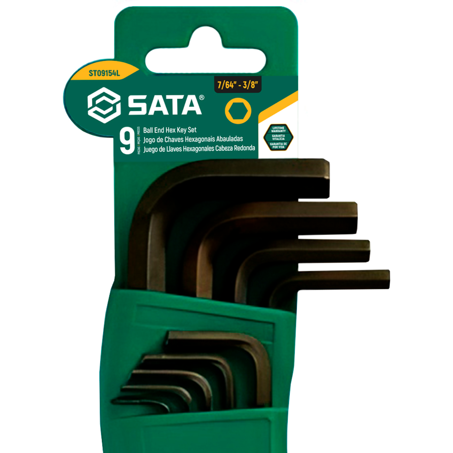 Jogo De Chave Hexagonal Abaulada 7/64" À 3/8" 9 Peças ST09154L Sata