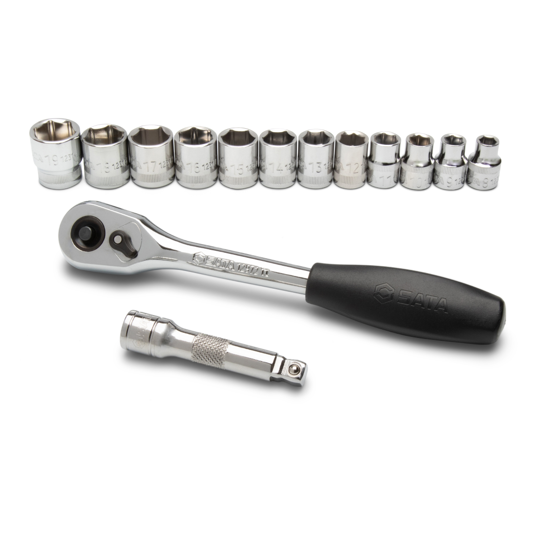 Jogo De Soquetes Sextavado 3/8 Pol 14 Peças ST09523G Sata