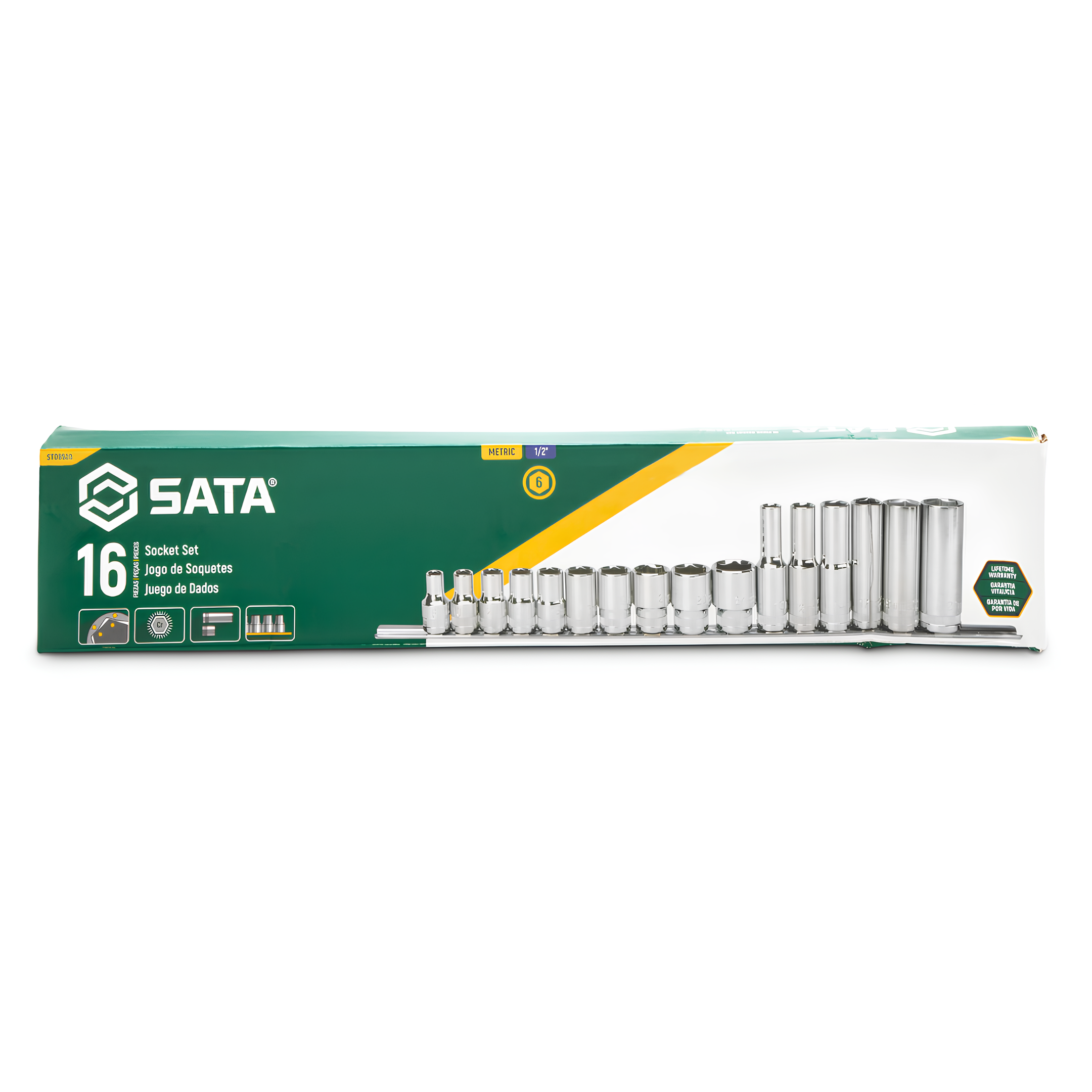Jogo De Soquetes 1/2" 16 Peças St09520 Sata
