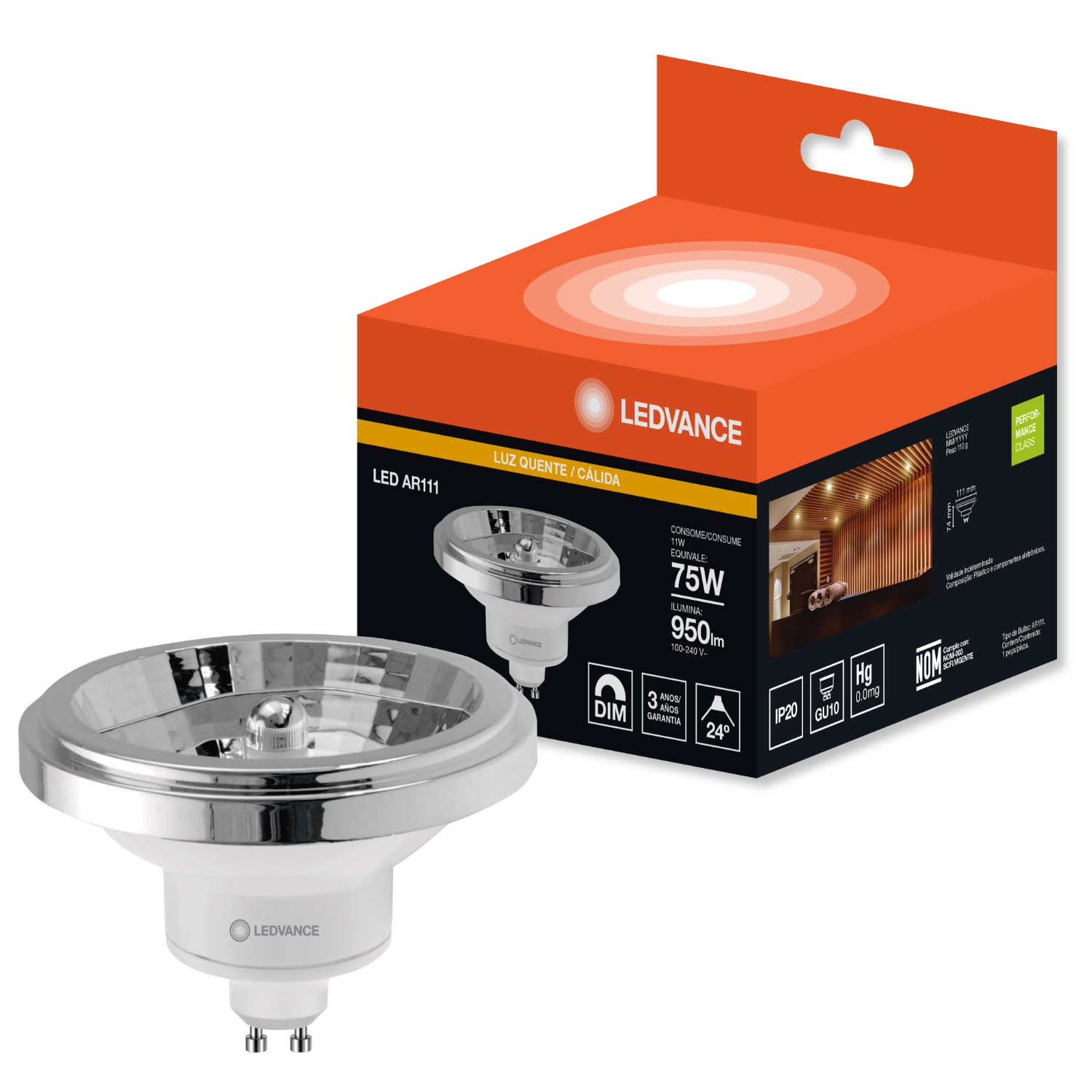 Lampada Led Ar111 Dim 11W 3000K 950Lm Gu10 Ledvance