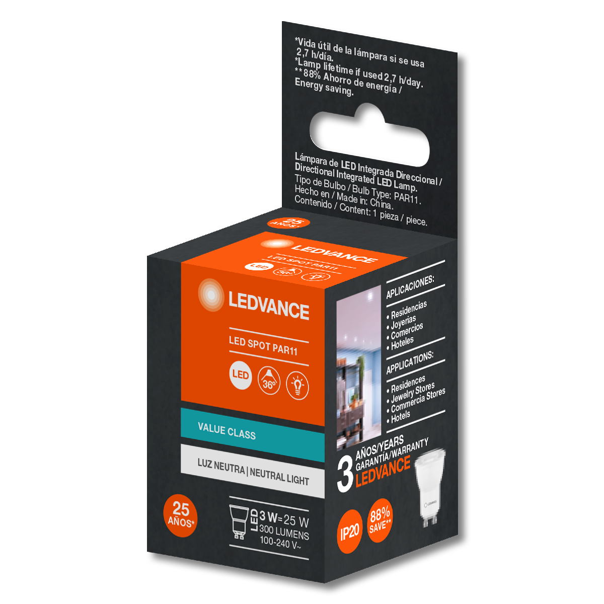 Lampada Led Mini Dicroica 4000k 3W 300Lm 36° Bivolt Ledvance