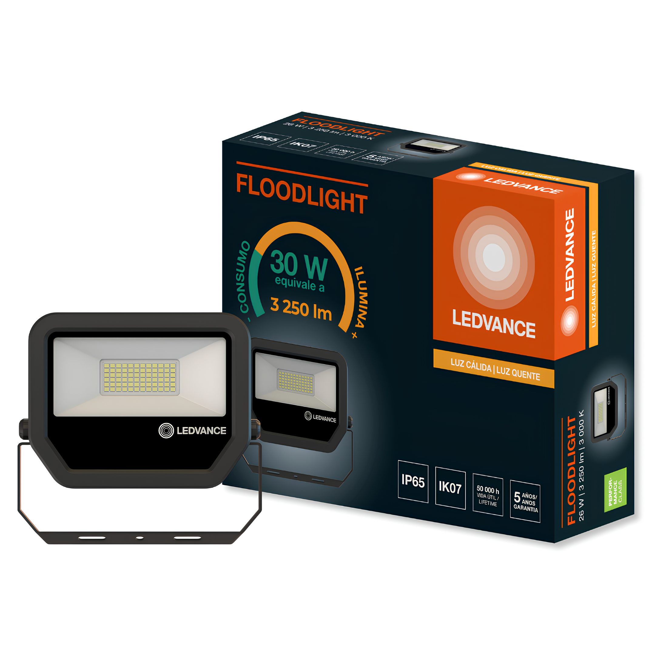 Refletor Led Floodlight Pfm Preto 26W 3000K 3250Lm Ledvance