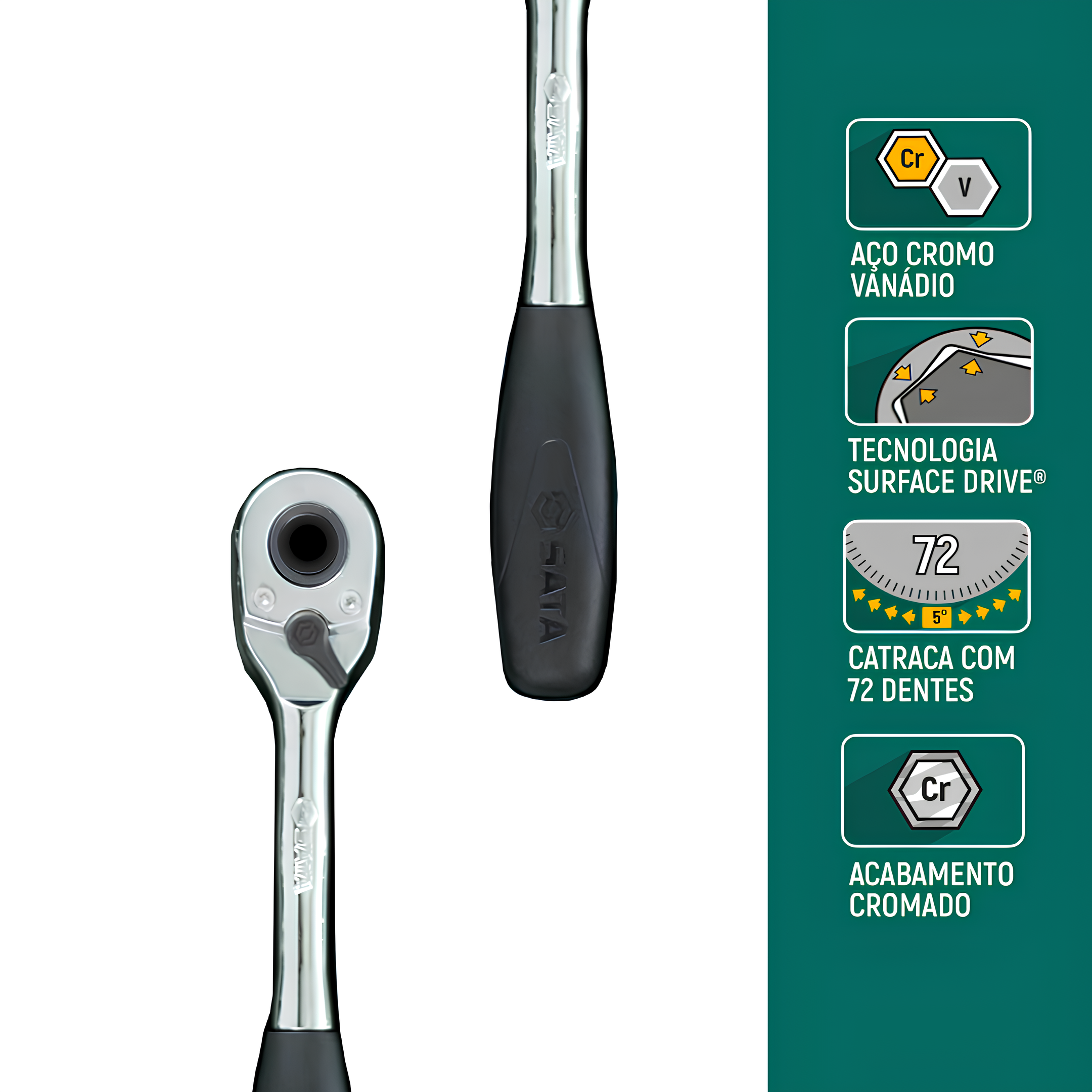 Jogo Soquete Sextavado De 1/4" E 3/8" Pol Com 65 Peças ST09011SJ Sata