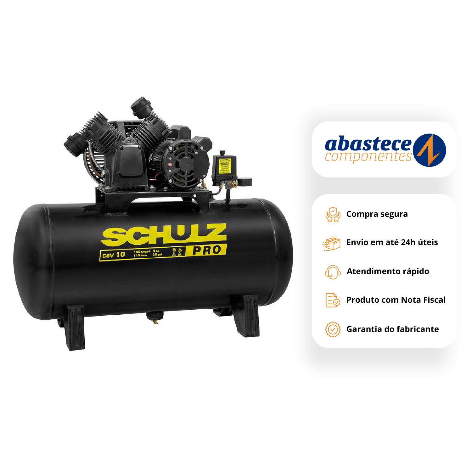 Compressor Pro CSV 10/110 10pcm 110 litros 2 hp 220V Schulz