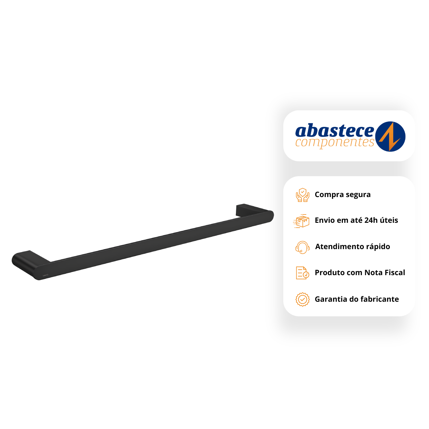 Porta Toalha Barra 60Cm Black Matte Versa 2040.BL31.060.MT Deca