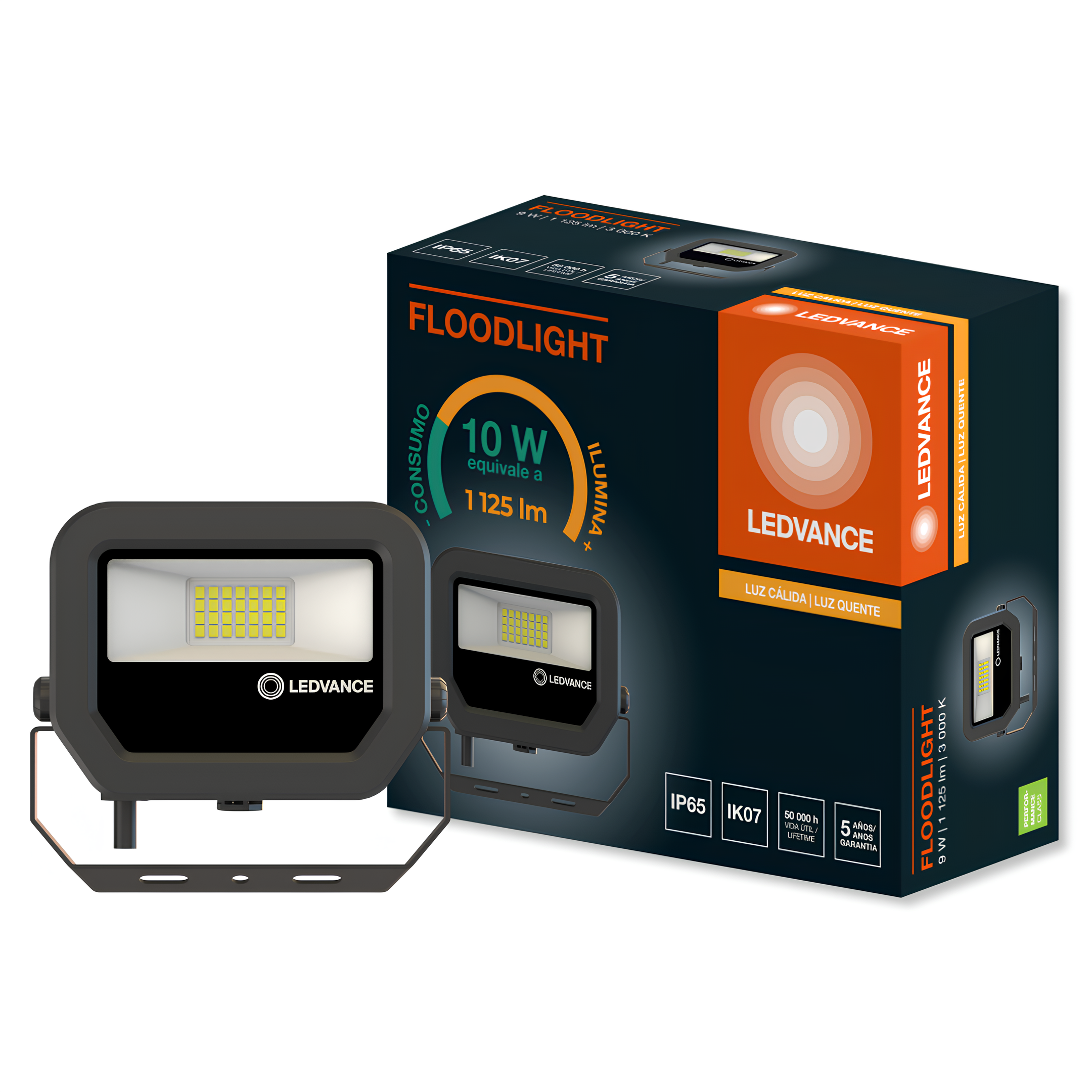 Refletor Led Floodlight Pfm Preto 9W 3000K Bivolt Ledvance