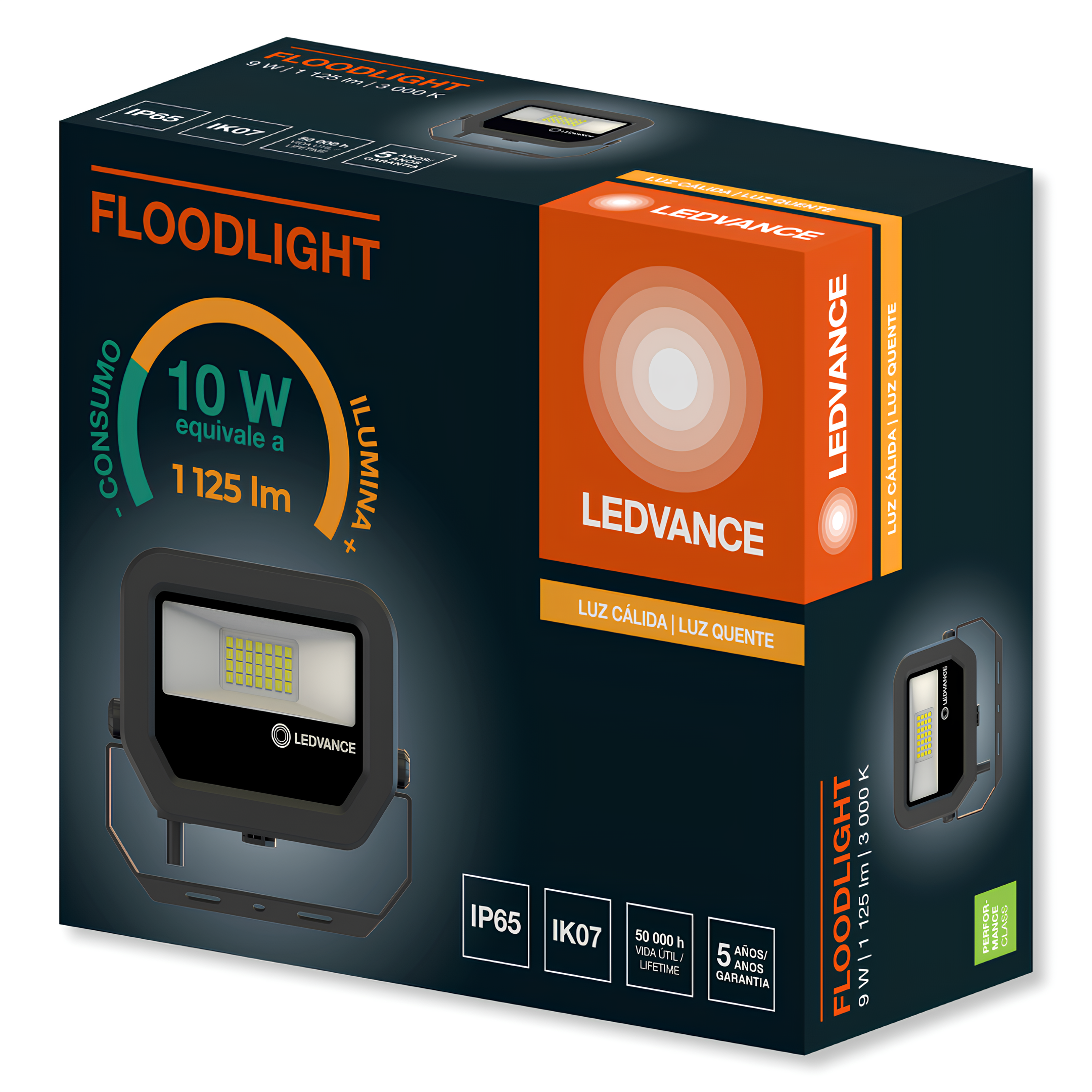 Refletor Led Floodlight Pfm Preto 9W 3000K Bivolt Ledvance