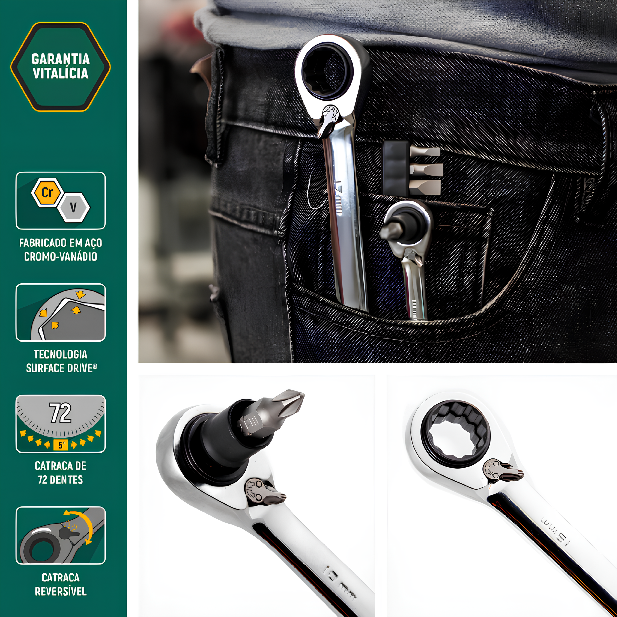 Jogo De Chave Quadbox Com Bit 8-19Mm 13 Peças ST09045G Sata