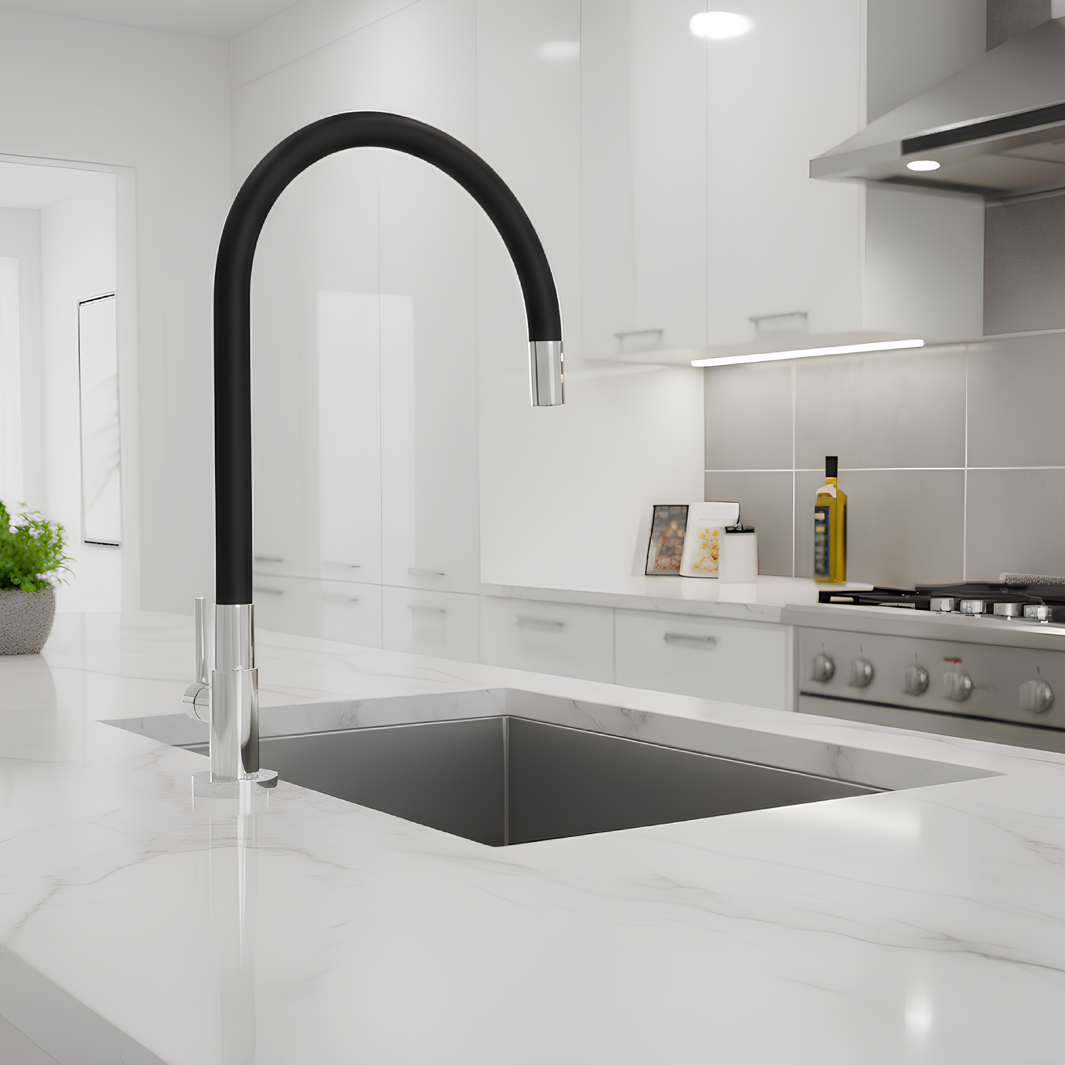 Torneira Bica Alta De Mesa Para Cozinha Galiflex Pt/Cr Docol