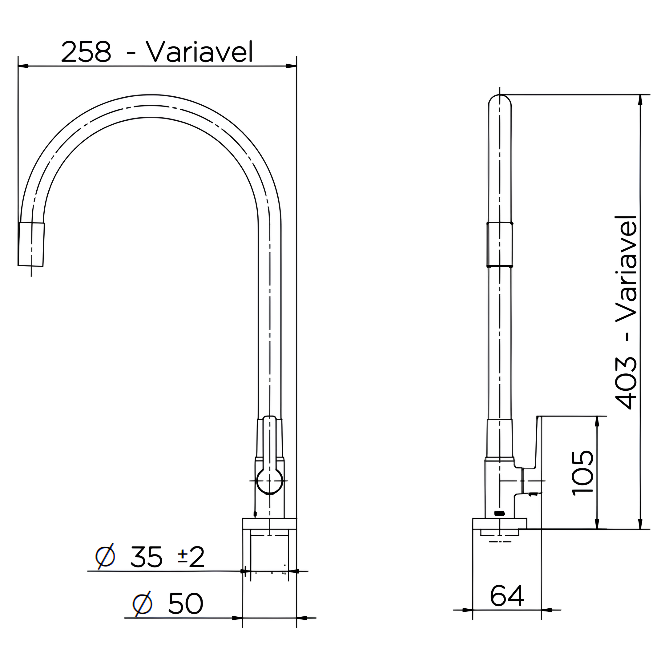 Torneira Bica Alta De Mesa Para Cozinha Galiflex Pt/Cr Docol
