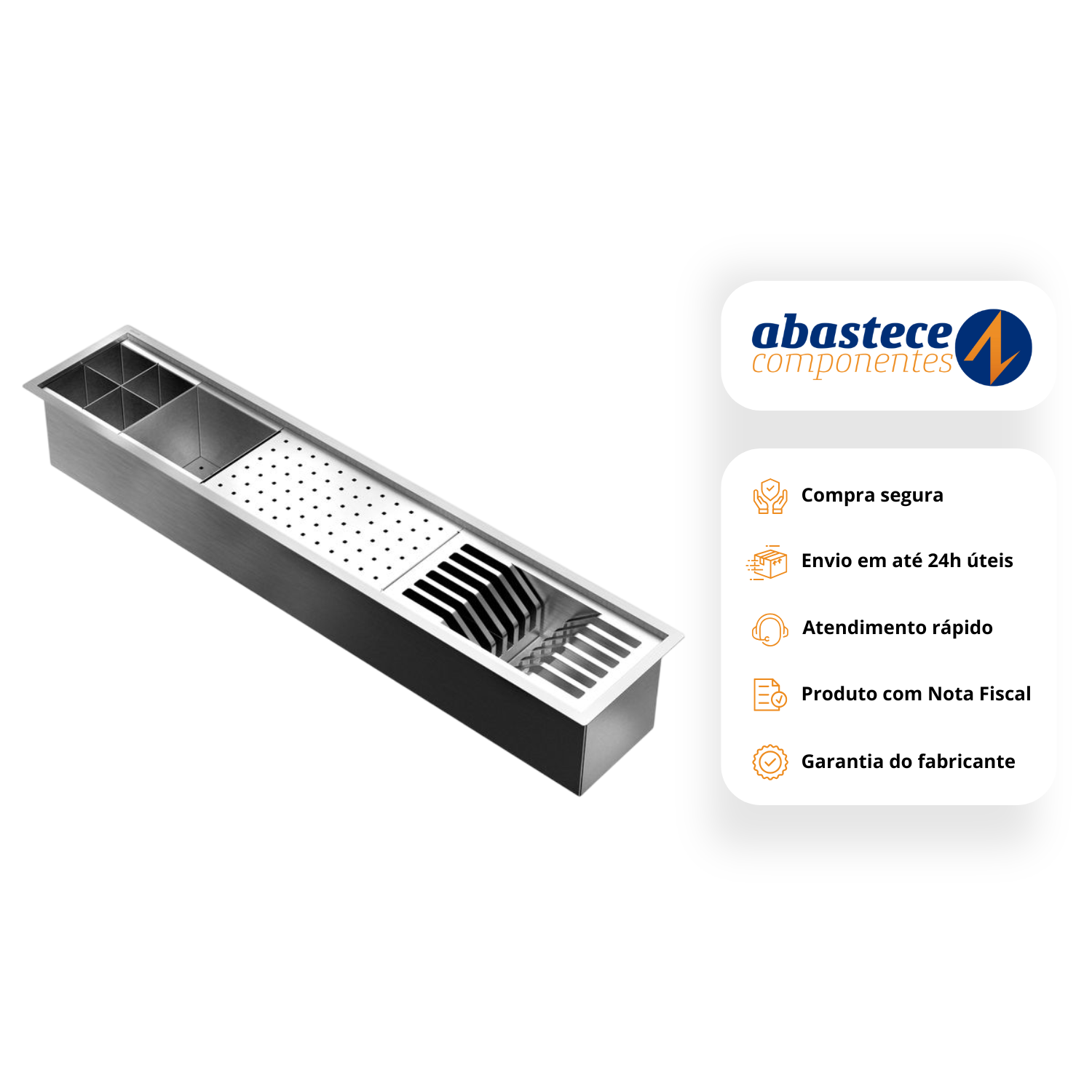 Canal de Cozinha Equipado Fit 90cm com 4 Acessórios Docol