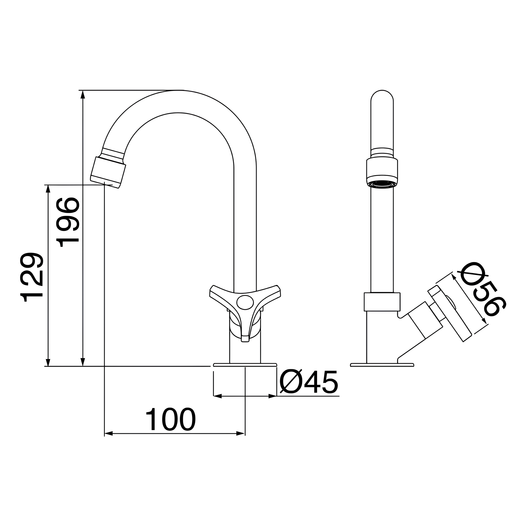 Torneira Lavatório Mesa Loren Bica Alta 1/4 Volta Lorenzetti