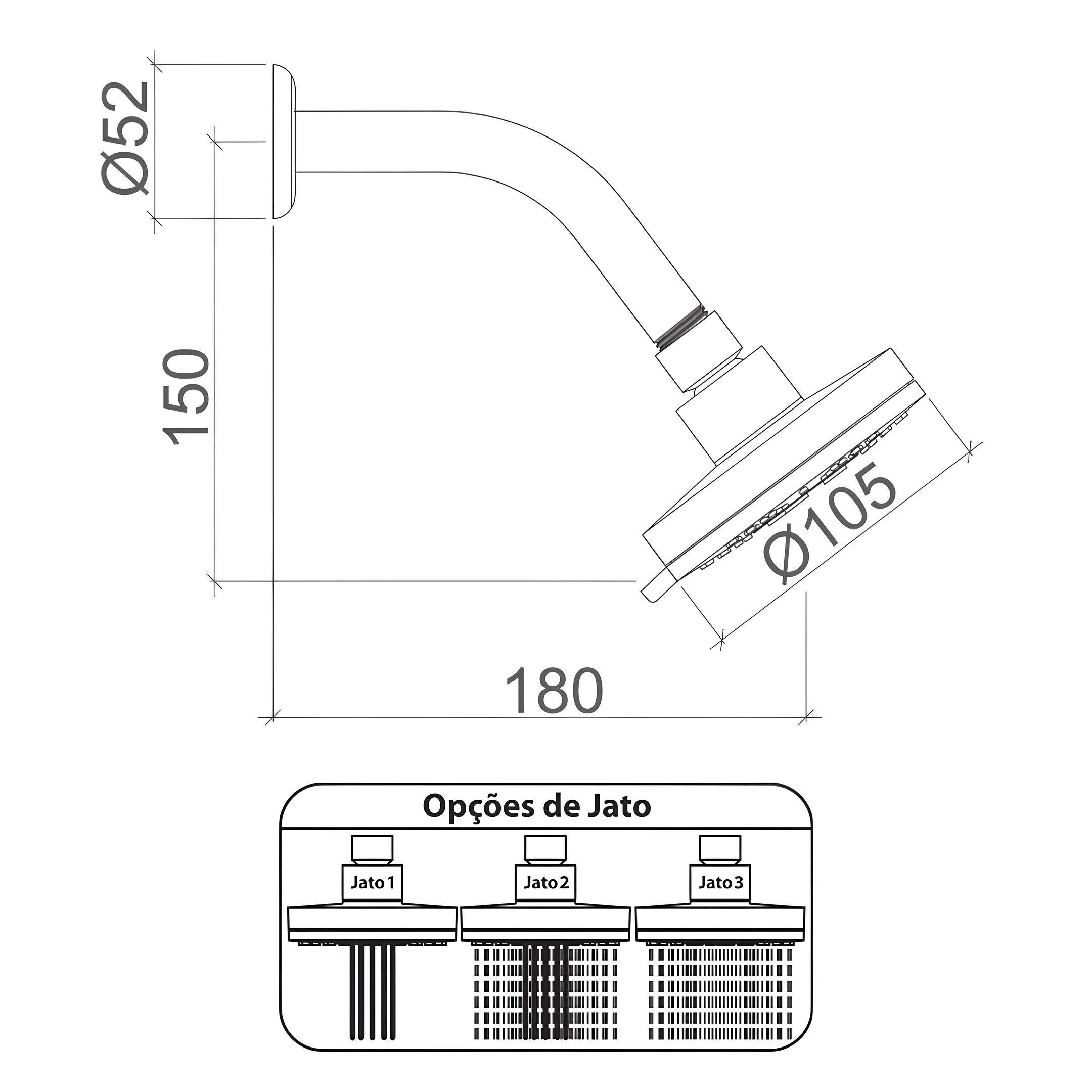 Ducha de Parede Redonda Loren Trio Cro 7002C16 Lorenzetti