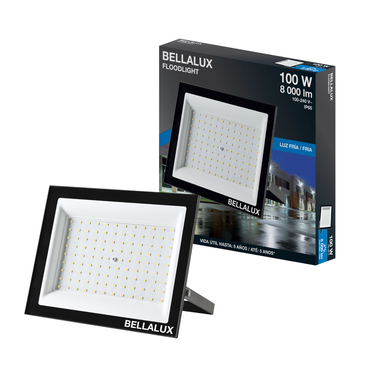 Refletor Led Quadrado 100W 6500K 8000Lm Floodlight Bellalux
