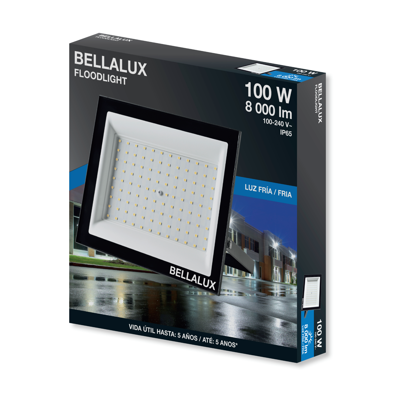 Refletor Led Quadrado 100W 6500K 8000Lm Floodlight Bellalux