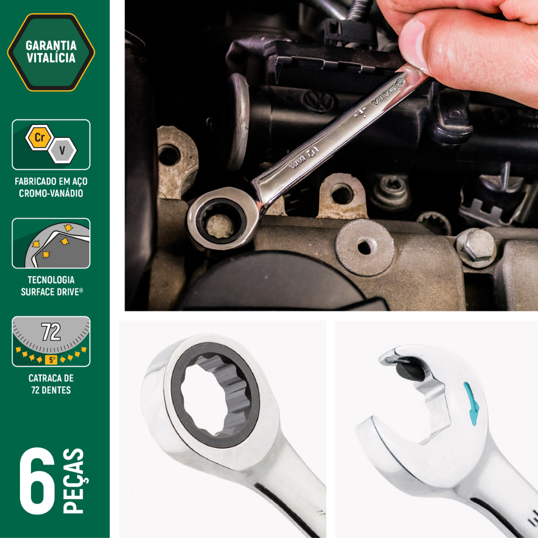 Jogo Chave Combinada Speedy Catraca 5/16 8 Pçs ST09034G Sata