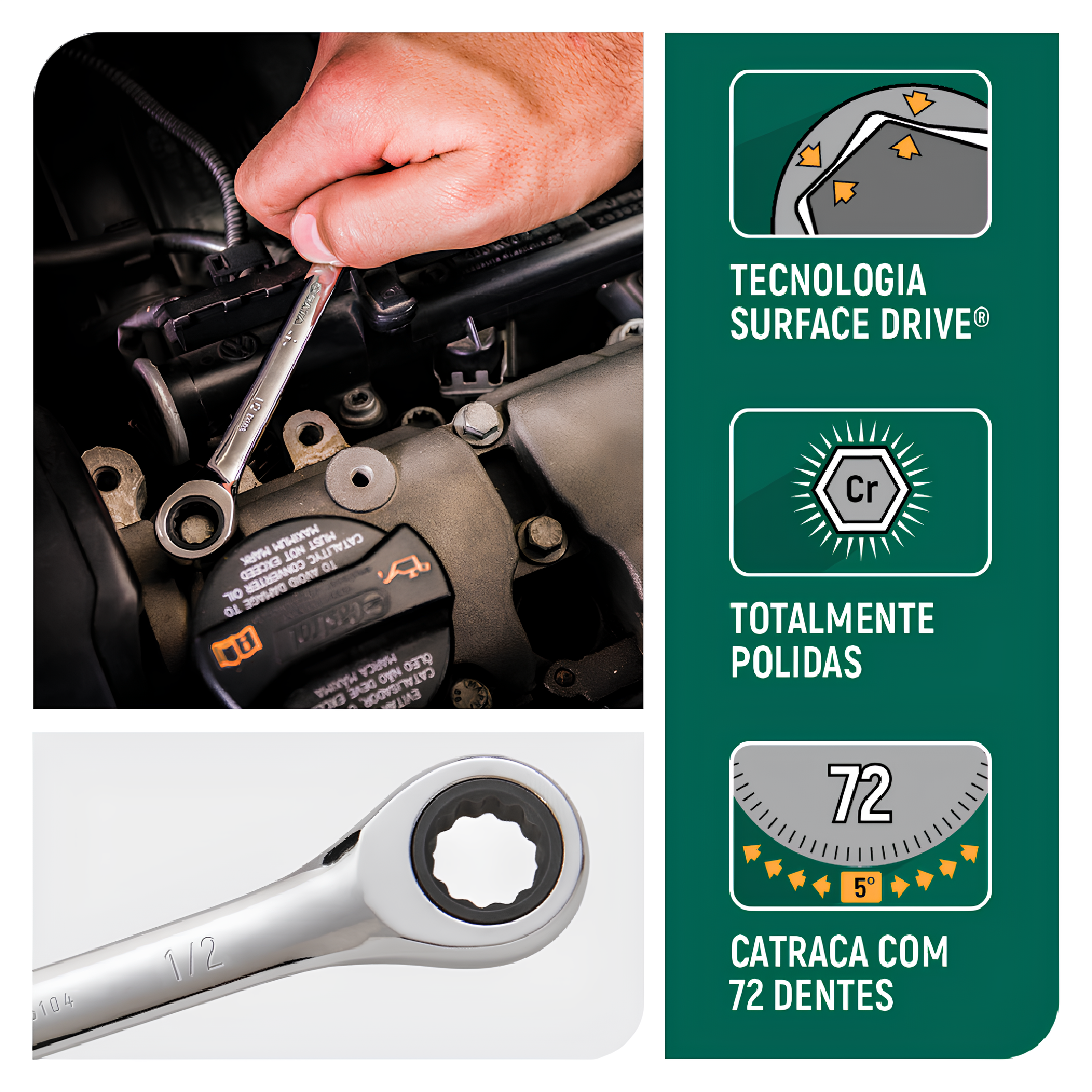 Chave Combinada Catraca 72 Dentes Cr 13/16” ST43109ST SATA