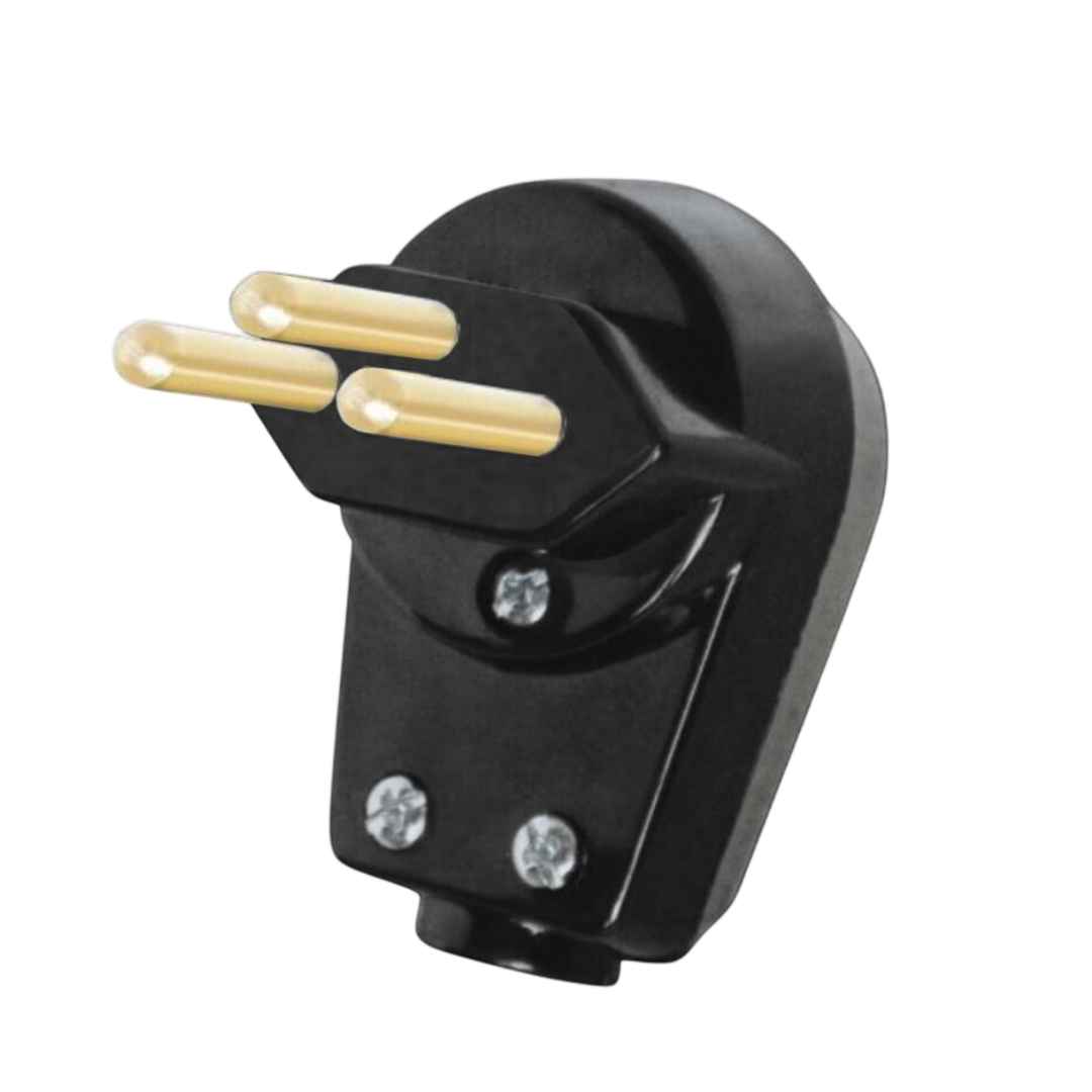 Plugue Macho Desmontável 90° 2P+T 10A Preto Blux