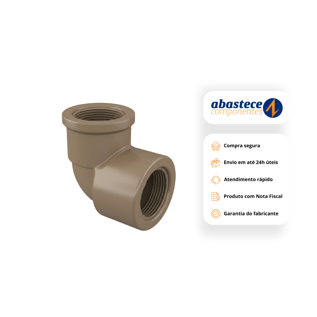Joelho Soldável C/ Rosca 90° 20mm x 1/2" Pvc Marrom Amanco