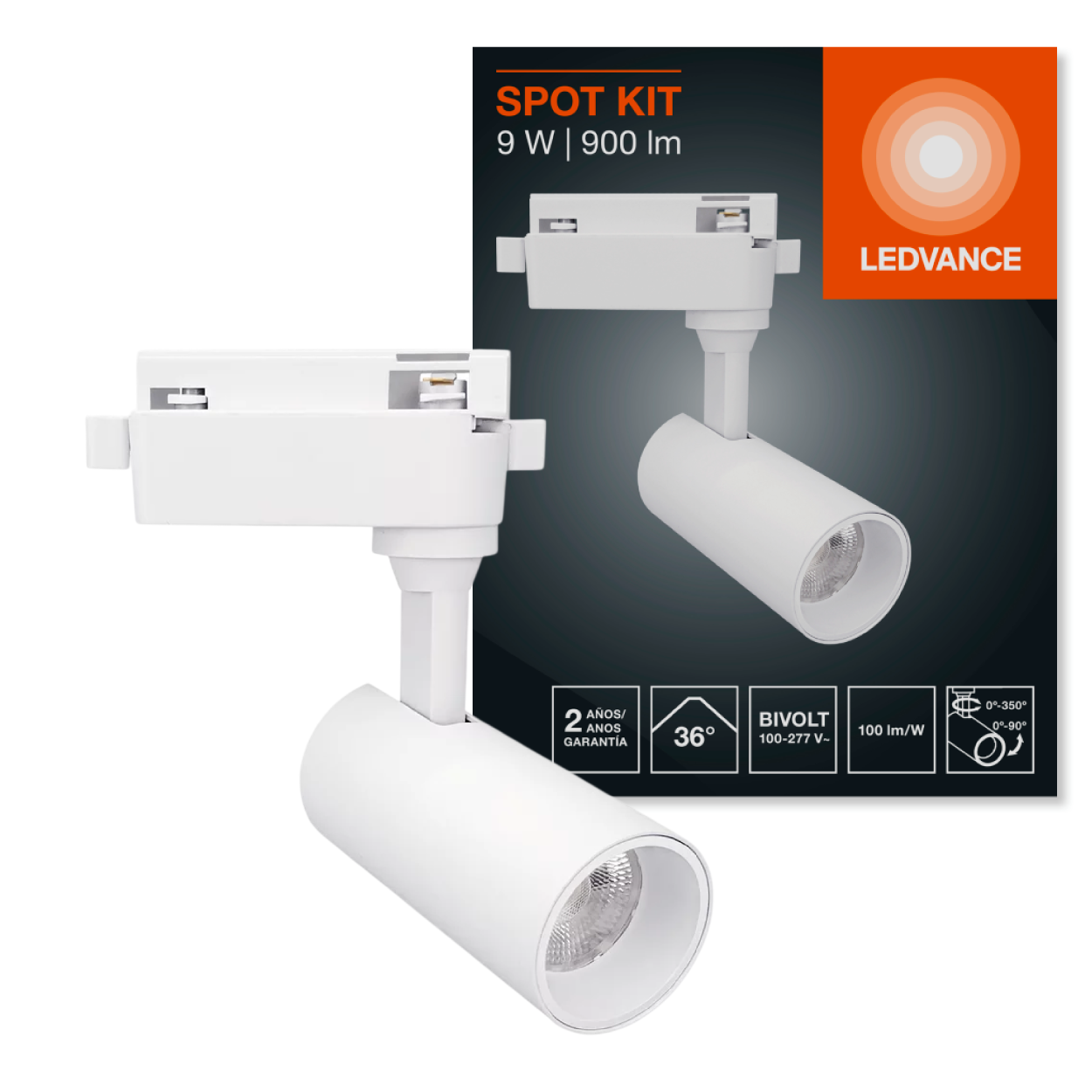 Spot Led Trilho 9W 3000K 900Lm 36° 11Cm Eco Ledvance