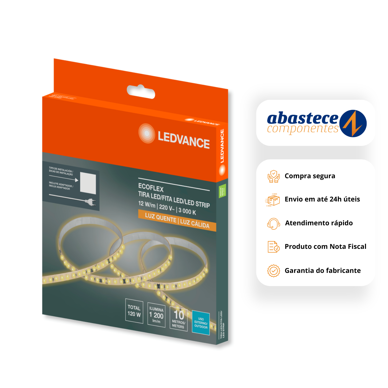 Fita Led 7W/M 3000K 700Lm/M 120° 10M Value Ledvance