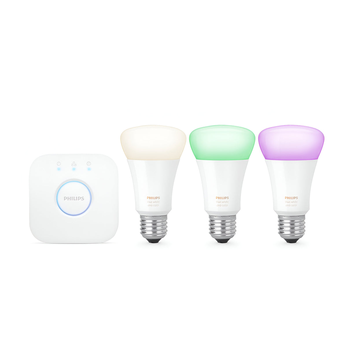 Philips Hue Starter Kit 3 Lâmpadas E27 A60 e Hub Hue Bridge