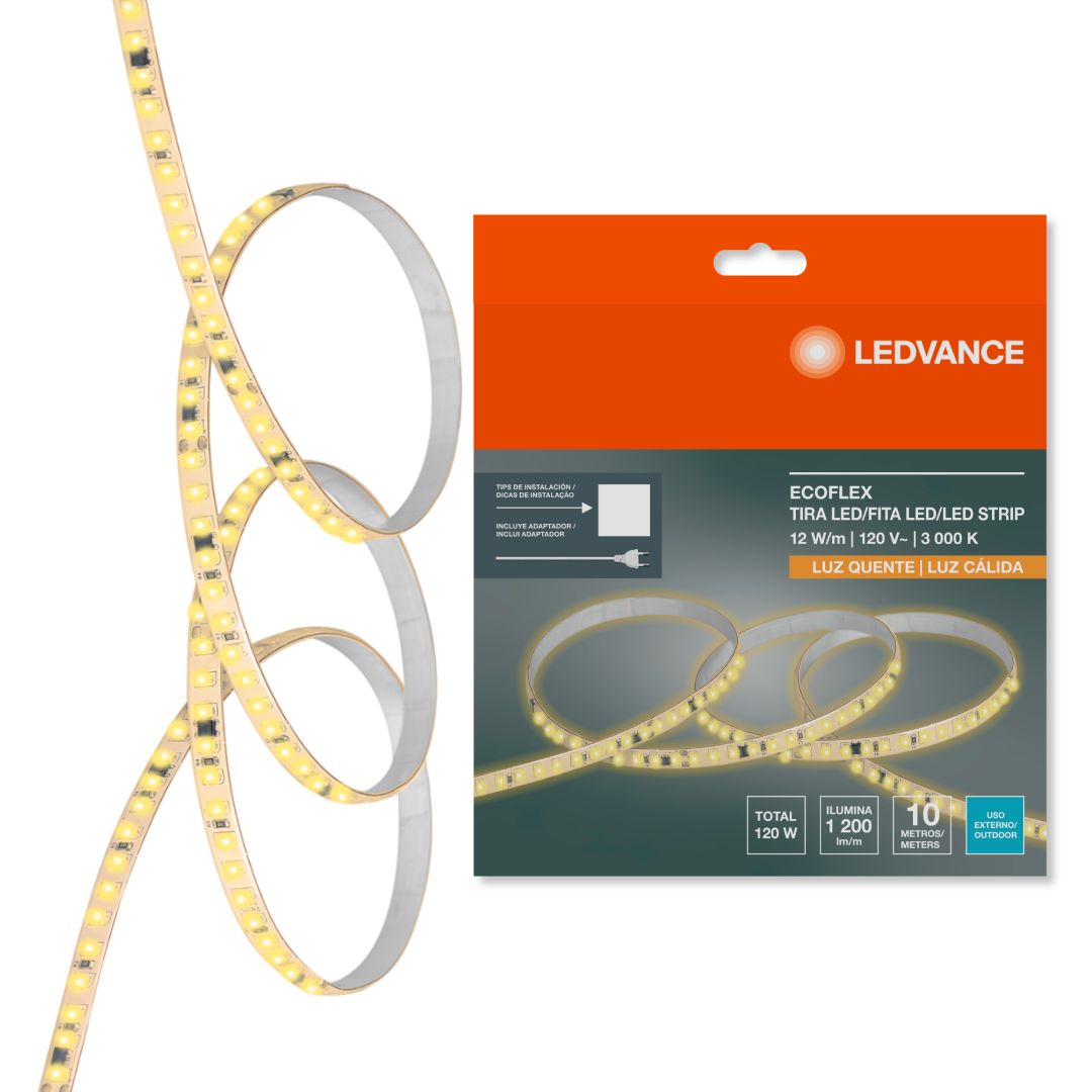 Fita Led 10M 3000K Ip65 1200Lm/M 12W/M 127V Irc80 Ledvance