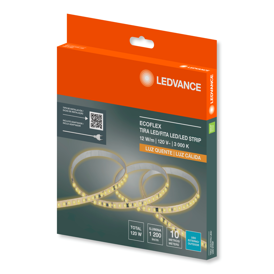 Fita Led 10M 3000K Ip65 1200Lm/M 12W/M 127V Irc80 Ledvance