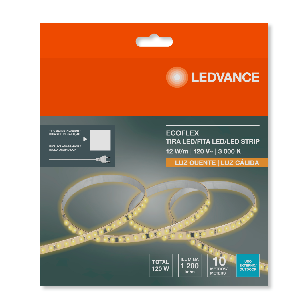 Fita Led 10M 3000K Ip65 1200Lm/M 12W/M 127V Irc80 Ledvance
