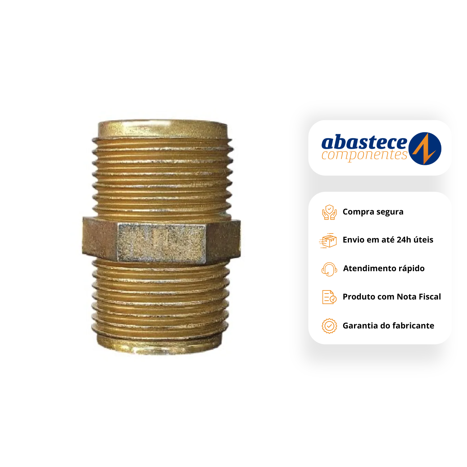 Niple Reto Com Rosca Bsp 10603E 1/2” X 1/2” Garden