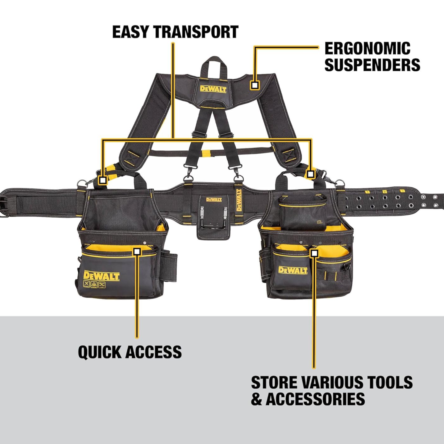 Cinto De Reforçado Suspensório 25 Bolsos Dwst540602 Dewalt