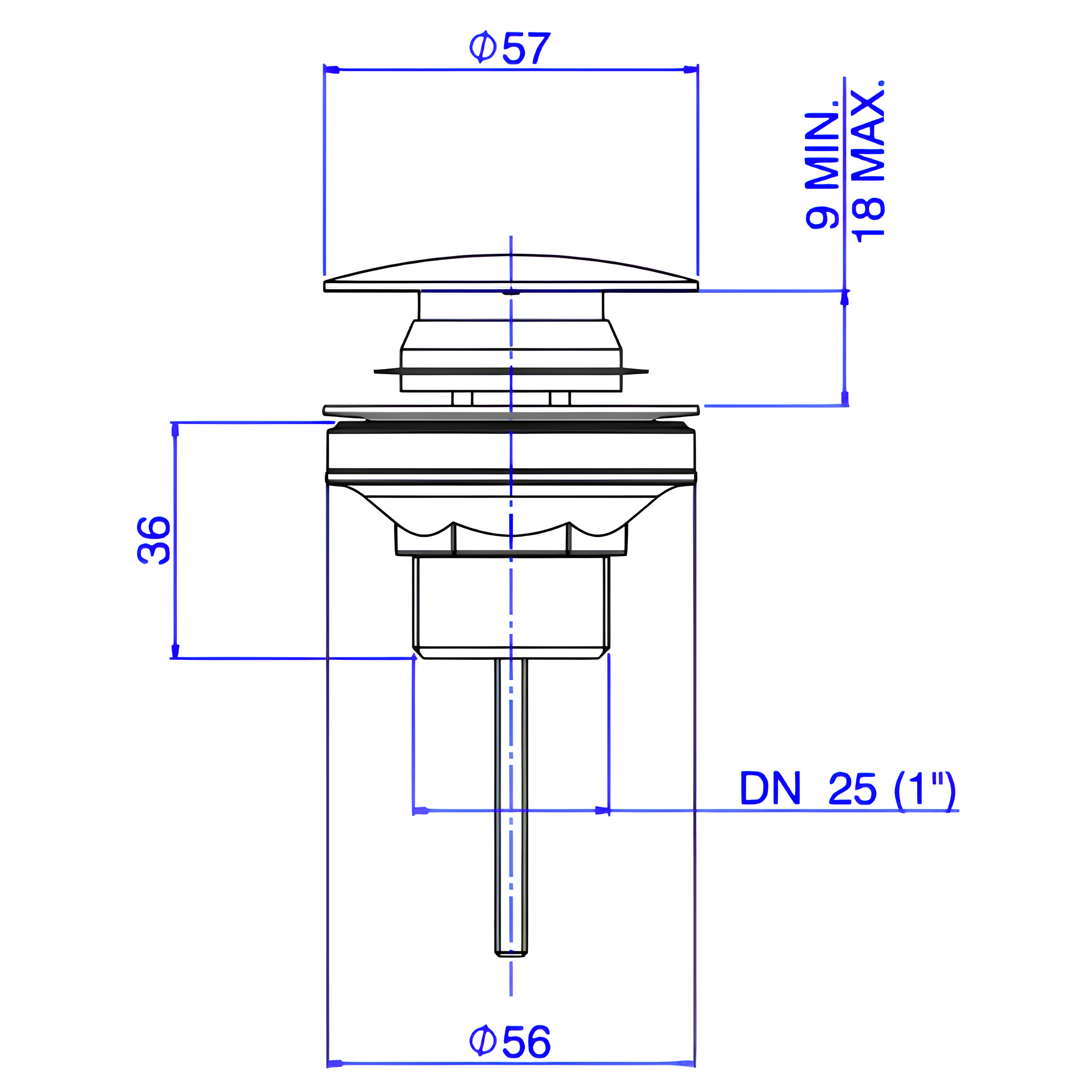 Válvula De Escoamento Click Para Lavatório Black Matte 1601.BL.CLI.MT Deca