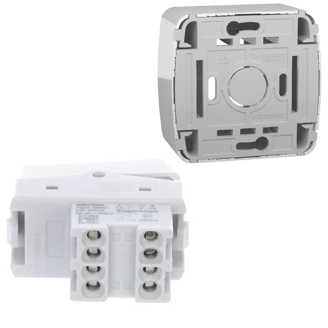 Caixa Sobrepor + Modulo Interruptor Bipolar Miluz Schneider