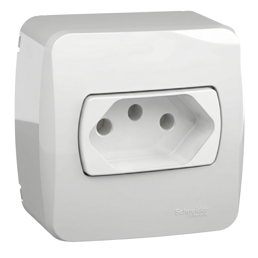 Caixa de Sobrepor + Modulo Tomada 2P+T 10A 250V Miluz Schneider