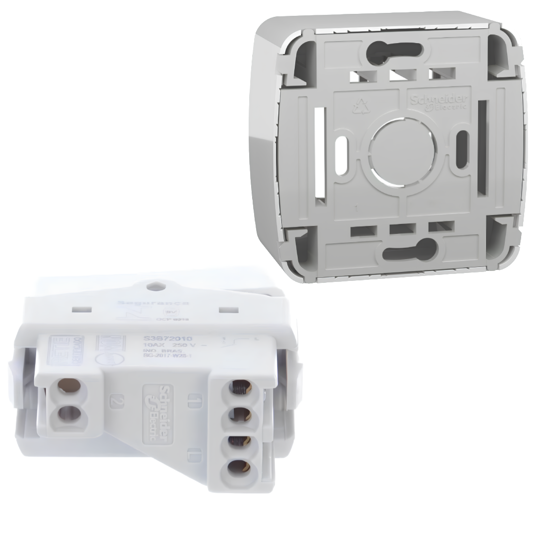 Caixa Sobrepor + 2 Modulos Interruptores 10A Miluz Schneider