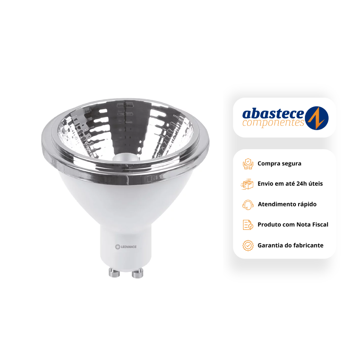Lampada Led AR70 4,2W 3000K 300Lm Gu10 Bivolt Dim Ledvance