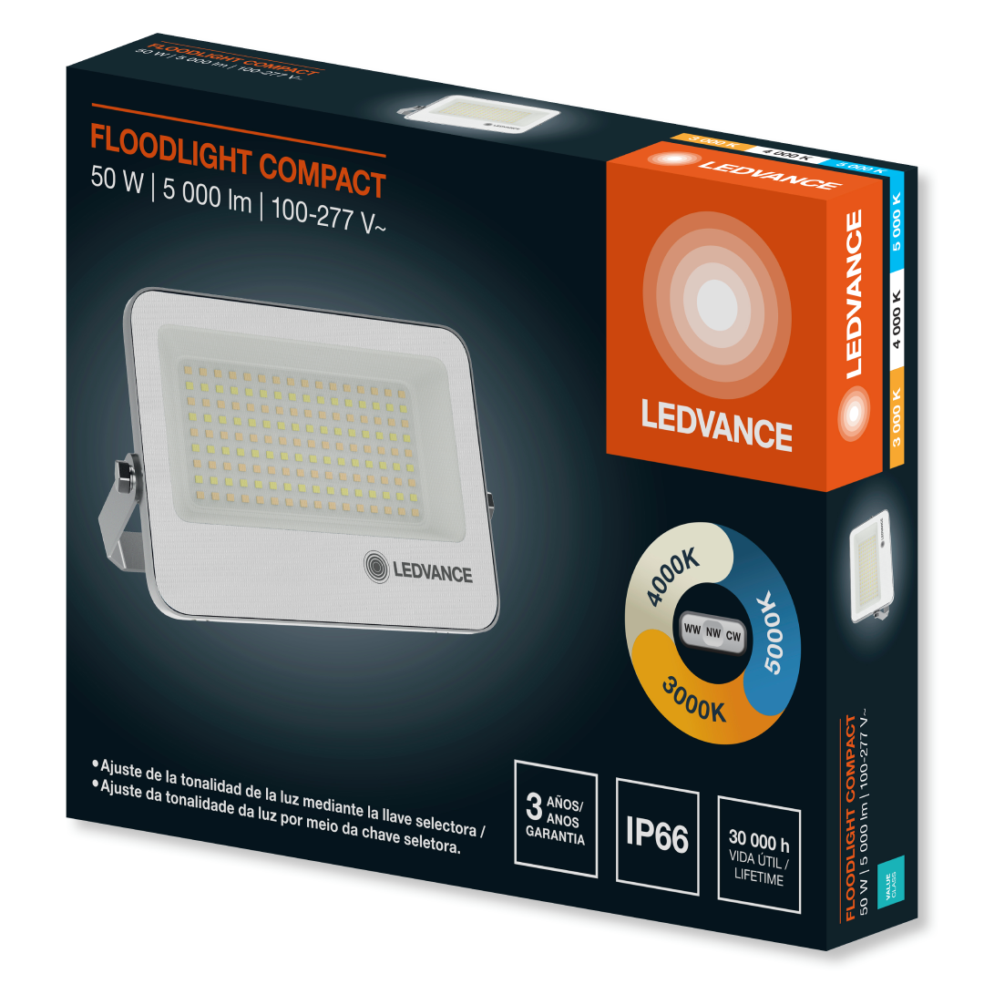 Refletor LED 50W 3CCT 5000lm Ip66 Compact G2 Branco Ledvance