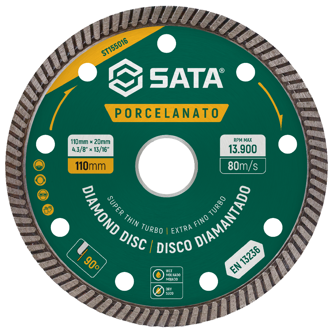 Disco Diamantado Turbo para Porcelanato 110mm ST155016 Sata