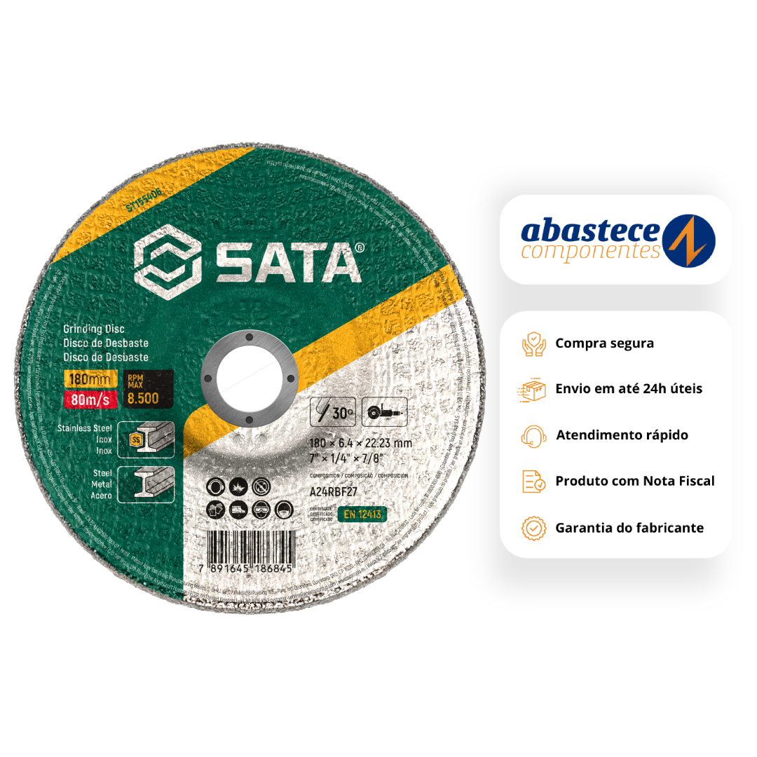 Disco De Desbaste Para Metal 180 X 6,4Mm St155406 Sata