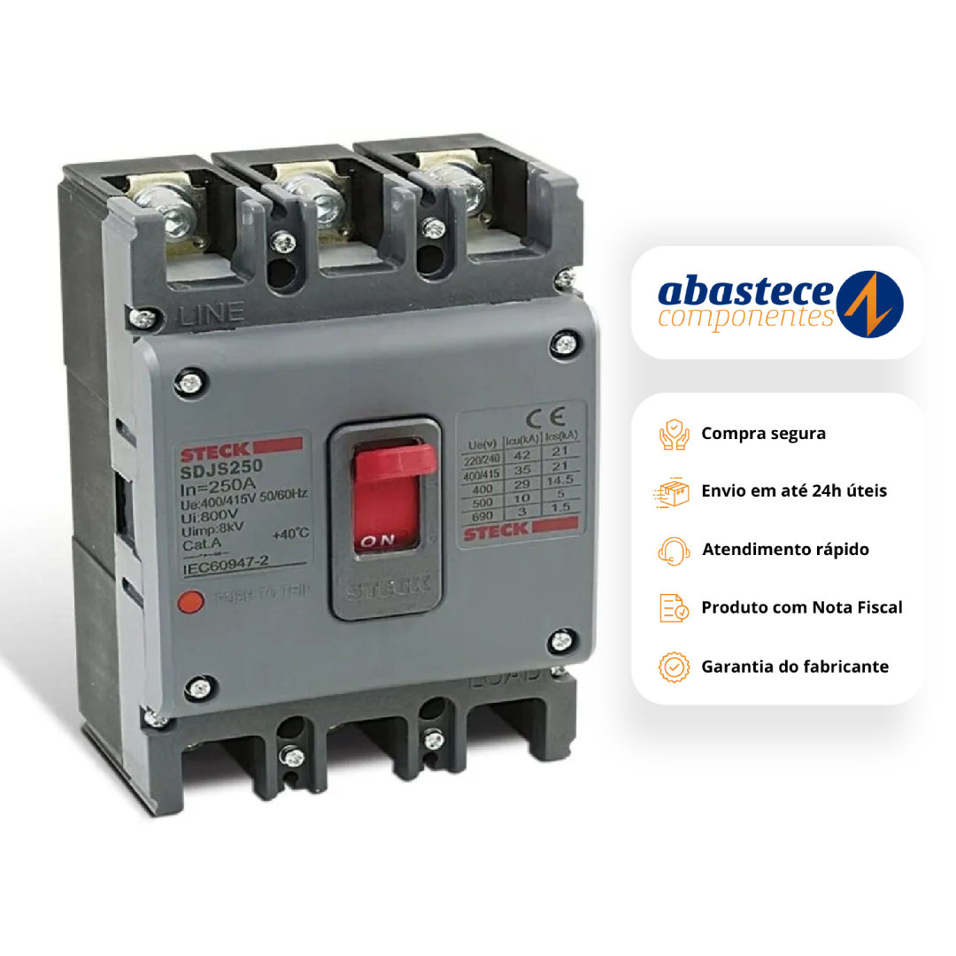 Disjuntor Tripolar 250A 690V Serie S250 Caixa Moldada Sdjs250 Steck