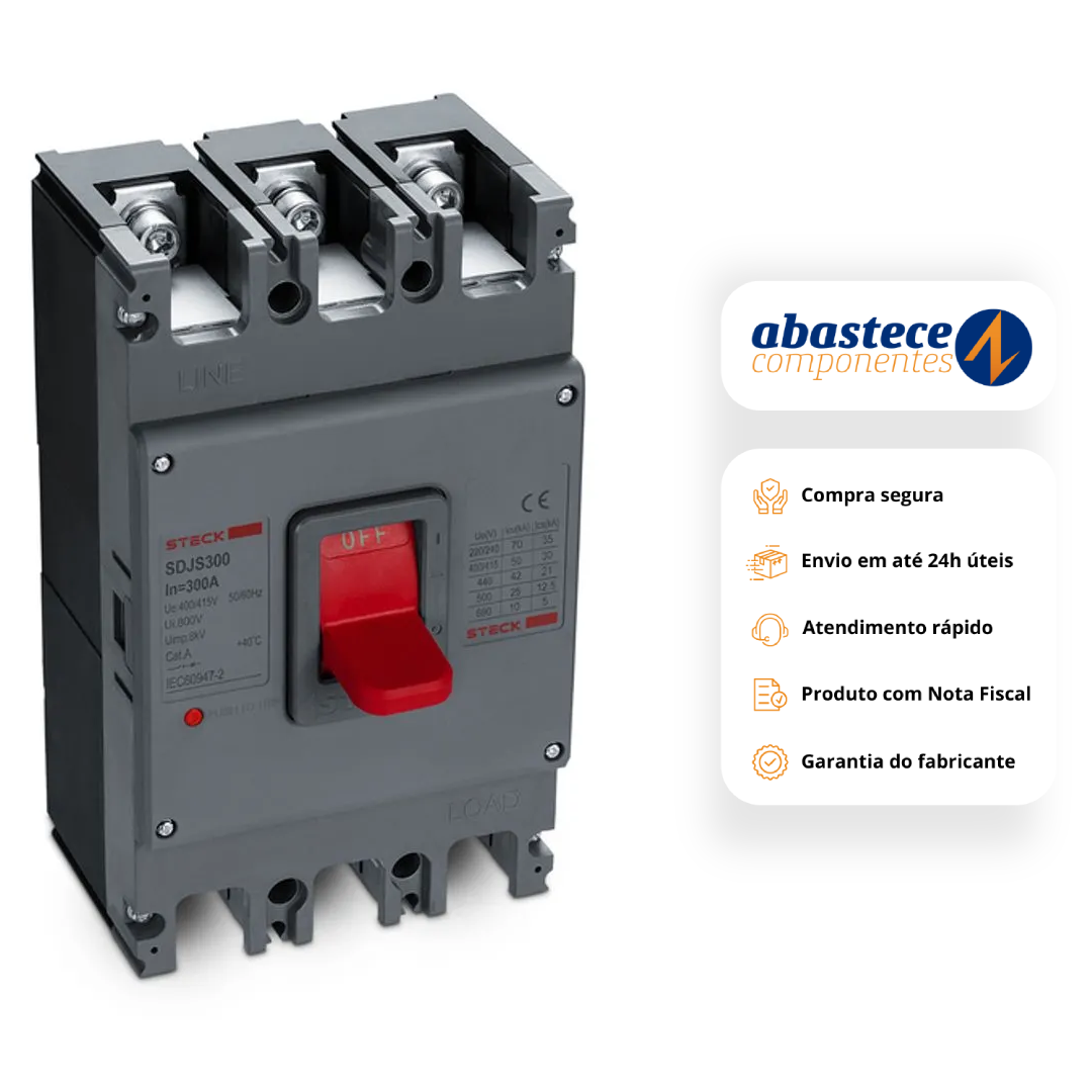 Disjuntor Tripolar 300A 690V Série S400 Caixa Moldada Sdjs300 Steck