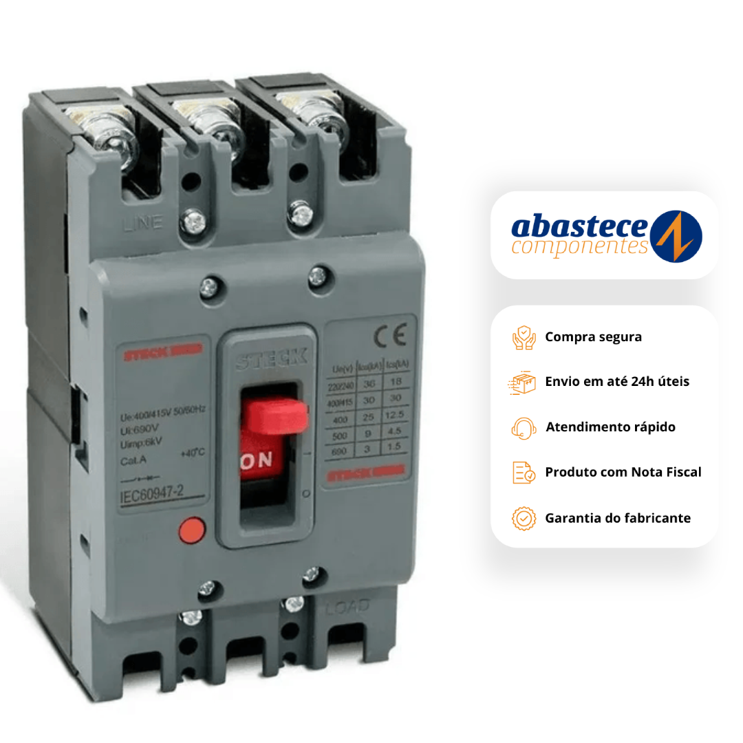 Disjuntor Tripolar 350A 690V Série S400 Caixa Moldada Sdjs350 Steck