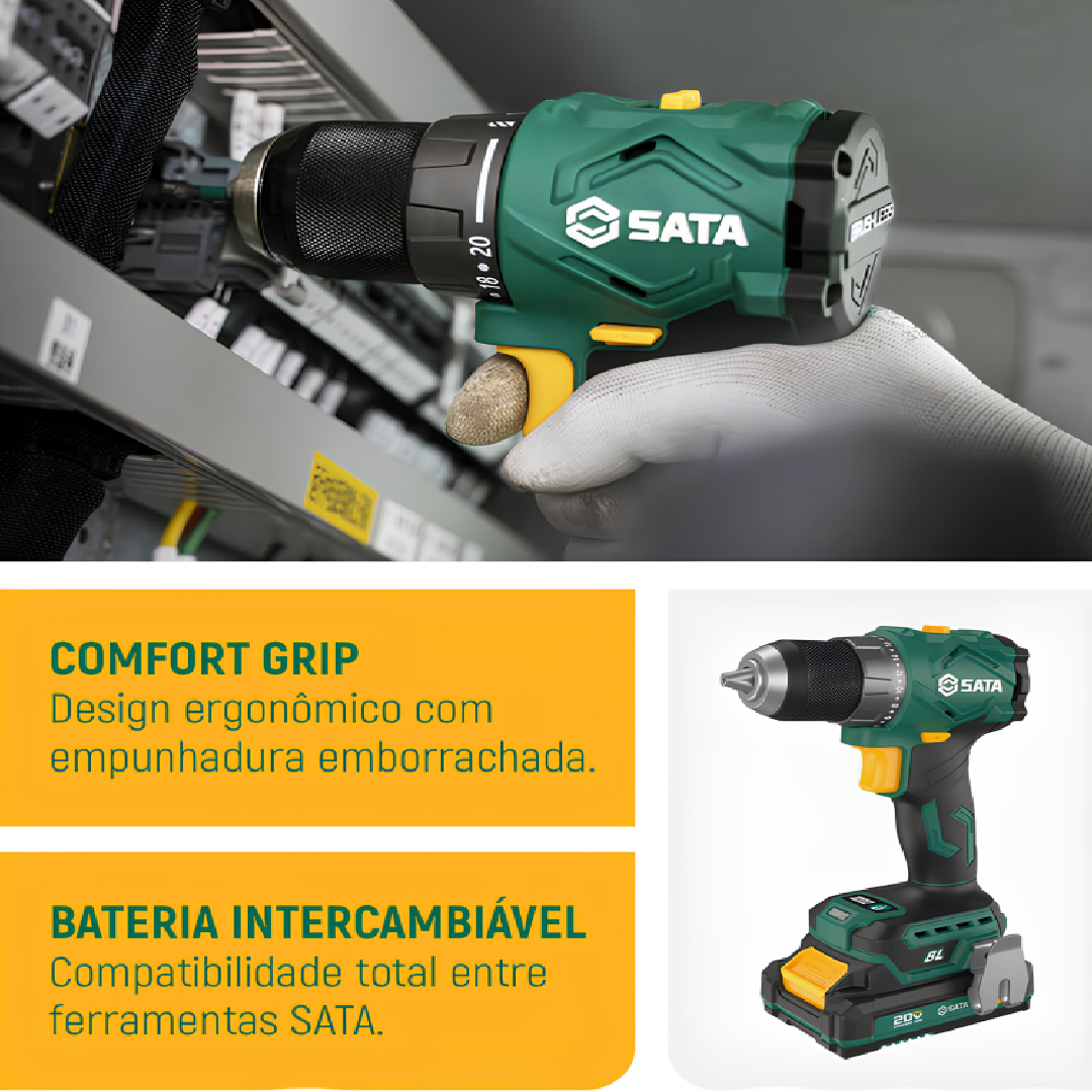 Parafusadeira/Furadeira Impacto C/ Bateria 20V St151012 Sata