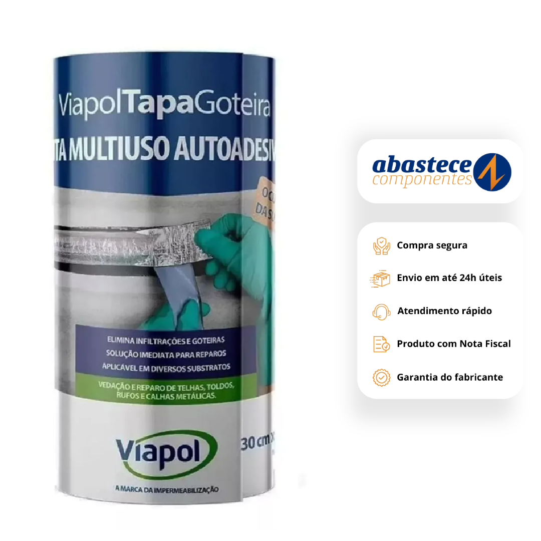 Fita Multiuso Manta Asfáltica Tapa Goteira 30Cm X 10M V06113235 Viapol