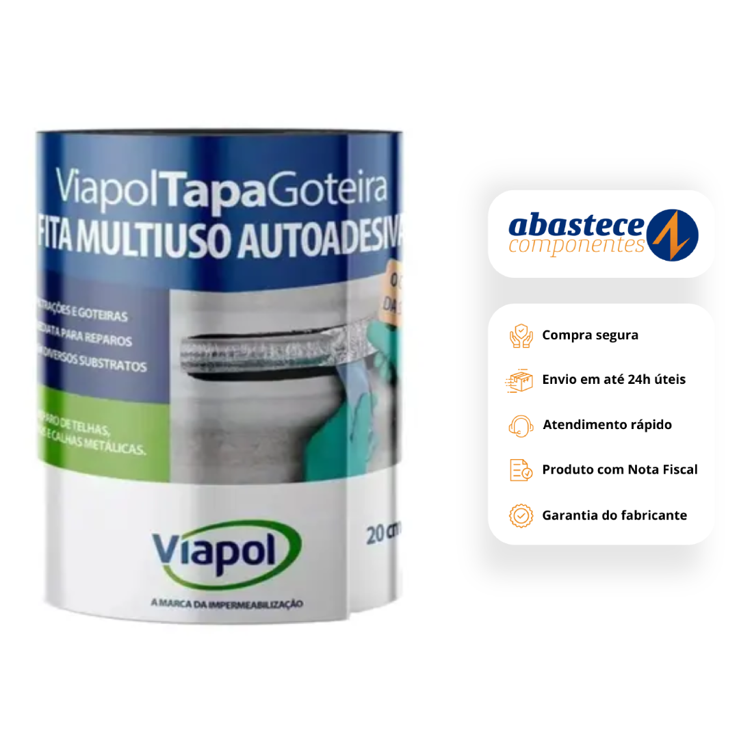 Fita Multiuso Manta Asfáltica Tapa Goteira 20Cm X 10M V06113234 Viapol