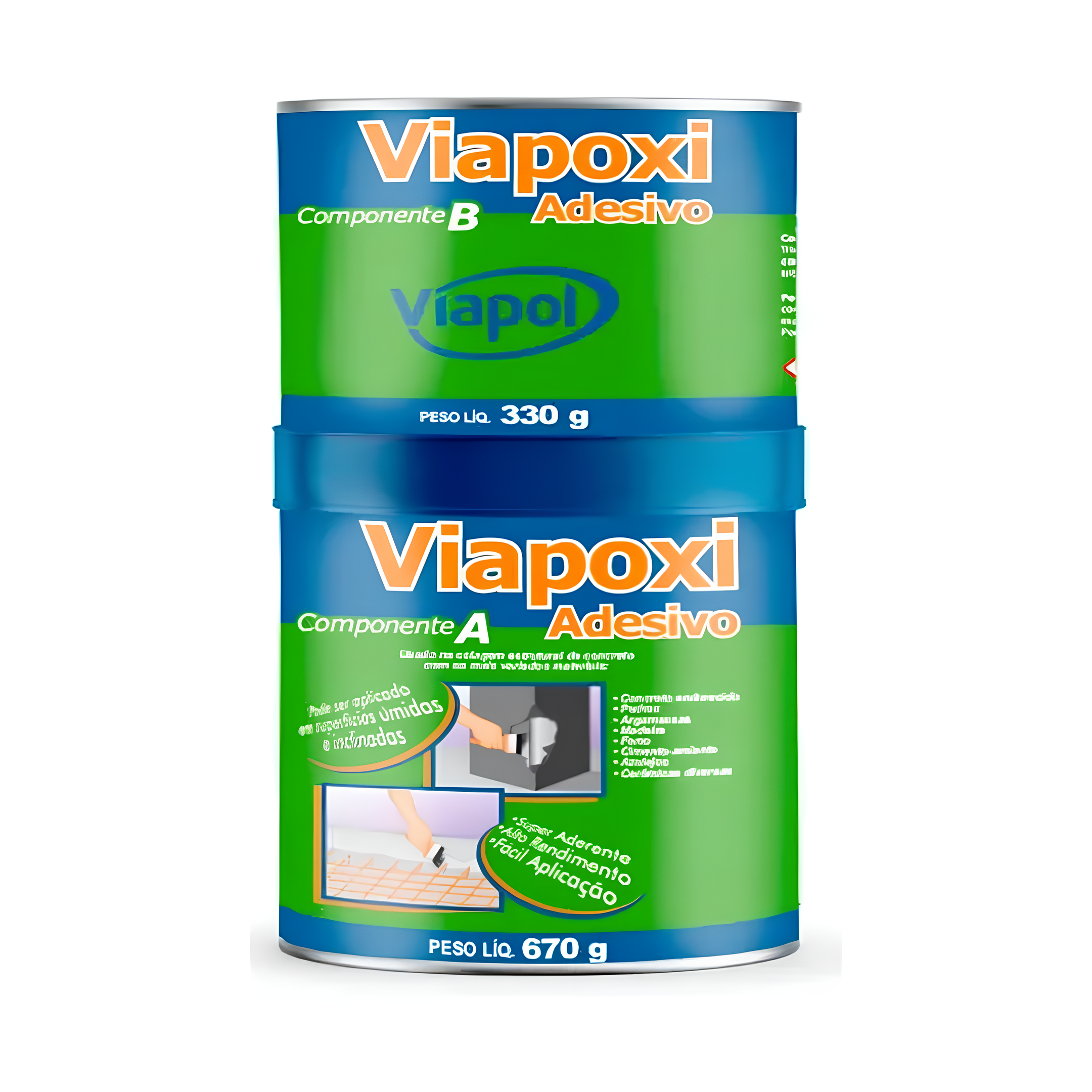 Adesivo Epóxi Viapoxi 1Kg Cinza Bicompontente 0510698 Viapol